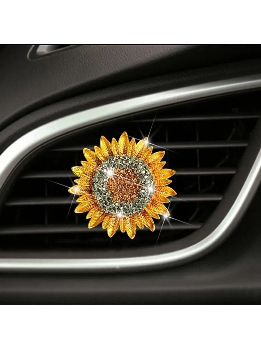 Water Crystal Sunflower Car Vent Clip Style Air Freshener NIP